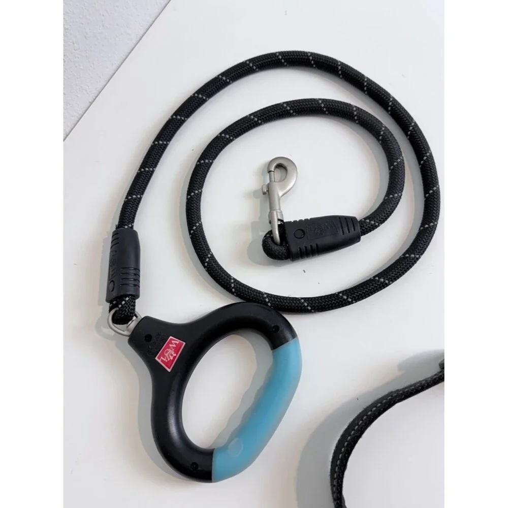 XL Black Neoprene Lined Dog Collar, Leash  & AirTag Holder